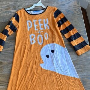 Orange and Black Peek-a-Boo Long Sleeve Dress